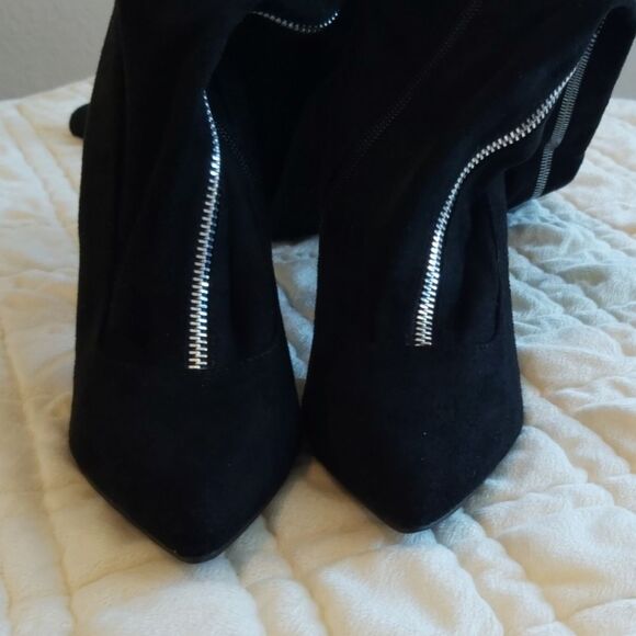 So Me Thigh High Over the Knee Black Zip Up Heel Stiletto Boots Fall Size 8 - Picture 4 of 4
